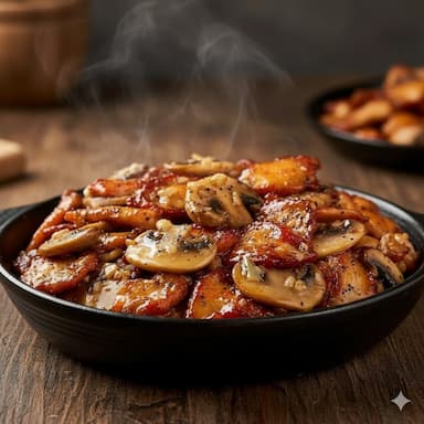 Ức gà xào nấm mỡ